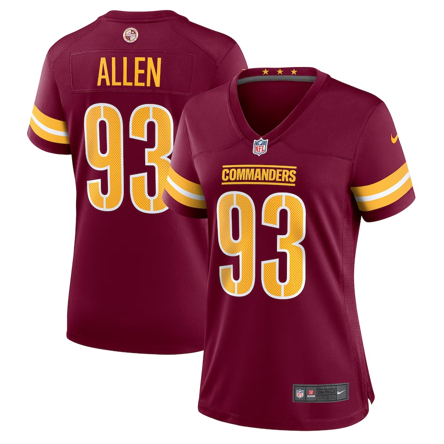 Women's Washington Commanders #93 Jonathan Allen Nike Burgundy Player Game Jersey