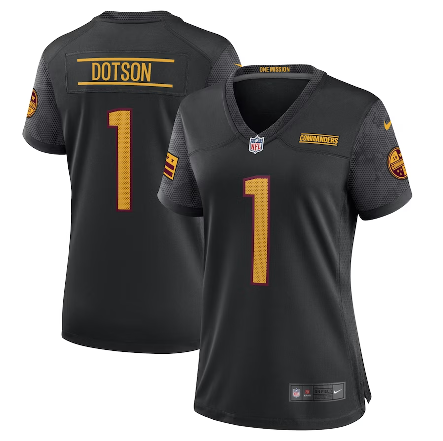 Women's Washington Commanders #1 Jahan Dotson Nike Black Alternate Game Jersey