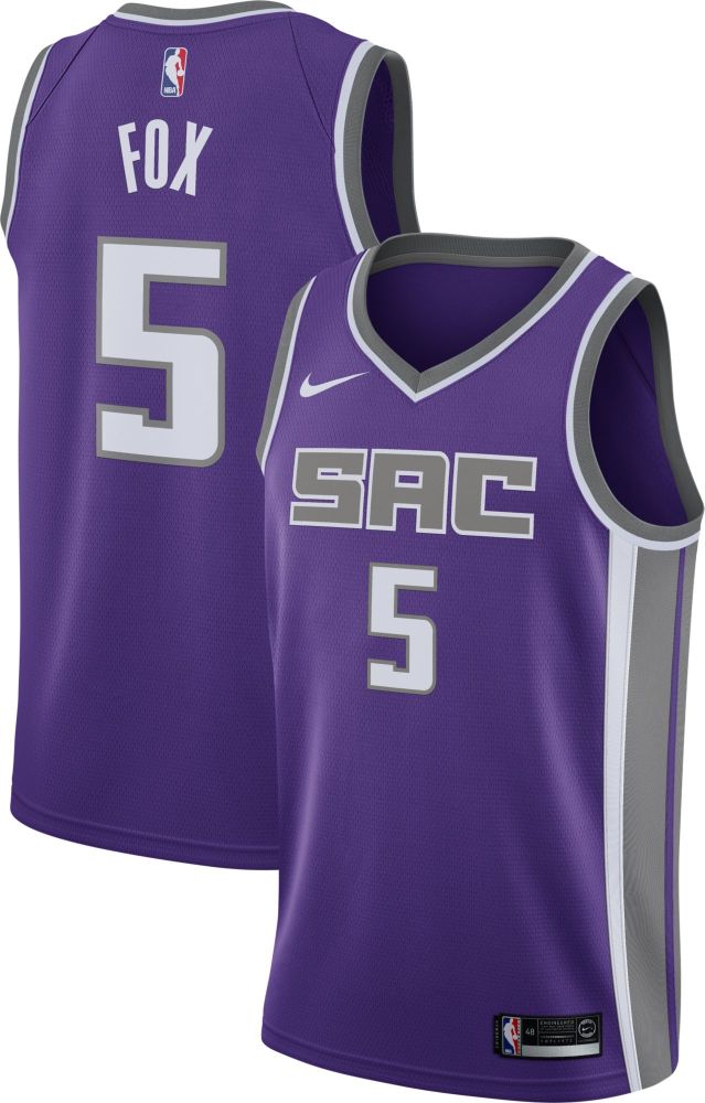 Nike Men's Sacramento Kings #5 De'Aaron Fox Purple Dri-FIT Swingman Jersey