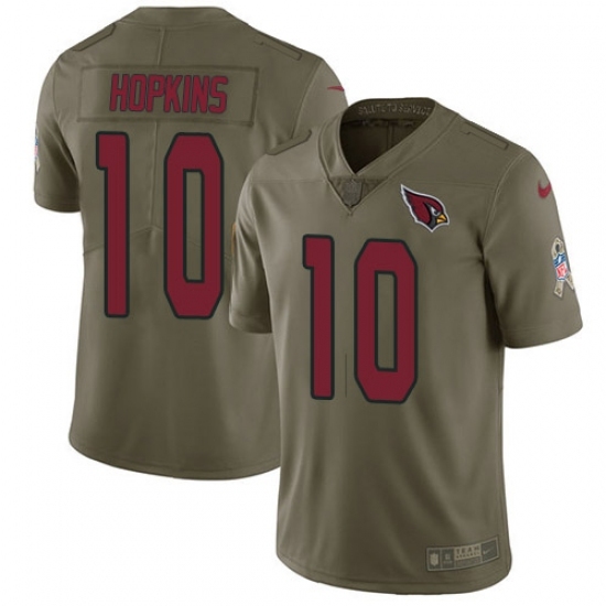 Men's Nike Arizona Cardinals #10 DeAndre Hopkins Olive Stitched NFL Limited 2023 Salute To Service Jersey