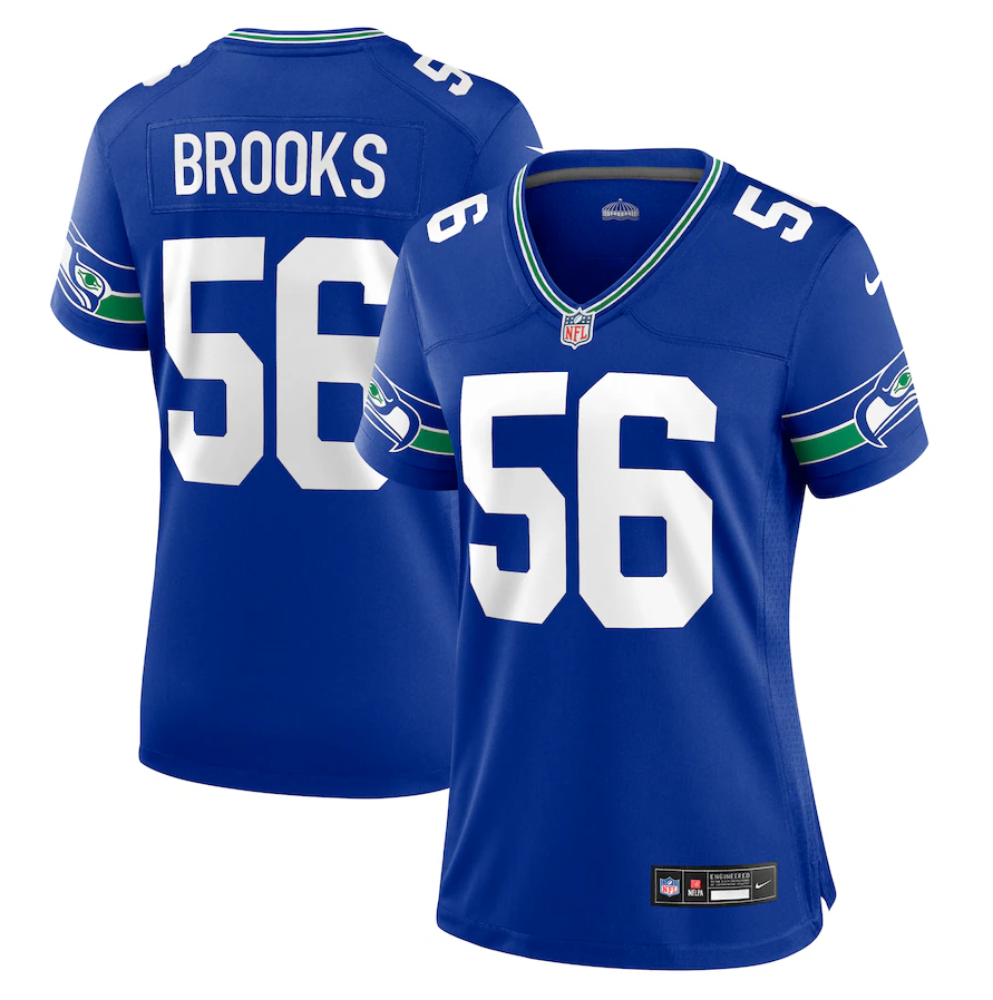 Women's Seattle Seahawks #56 Jordyn Brooks Nike Royal Throwback Player Game Jersey