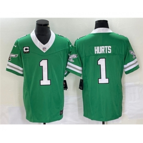 Men's Nike Philadelphia Eagles #1 Jalen Hurts Green 2023 F.U.S.E. Vapor Untouchable C Stitched Football Jerseys