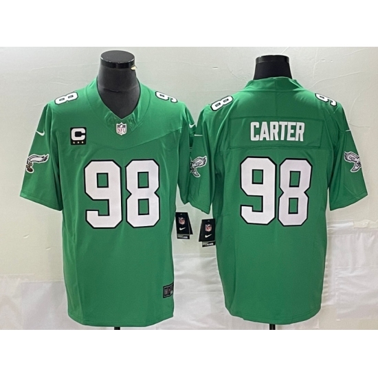 Men's Nike Philadelphia Eagles #98 Jalen Carter Green 2023 F.U.S.E. Vapor Untouchable With C Stitched Football Jersey