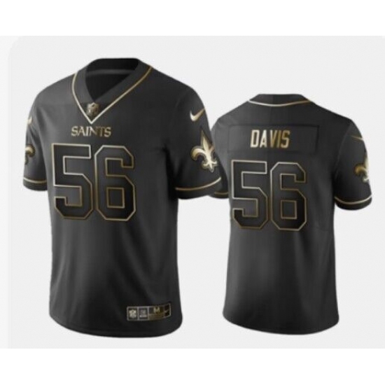 Men's Nike New Orleans Saints #56 DeMario Davis Black Gold Stitched Football Vapor Untouchable Limited Jersey