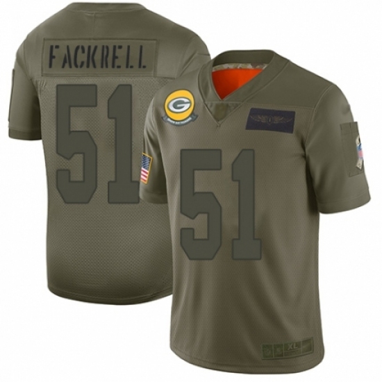 Women's Green Bay Packers #51 Kyler Fackrell Limited Camo 2019 Salute to Service Football Jersey