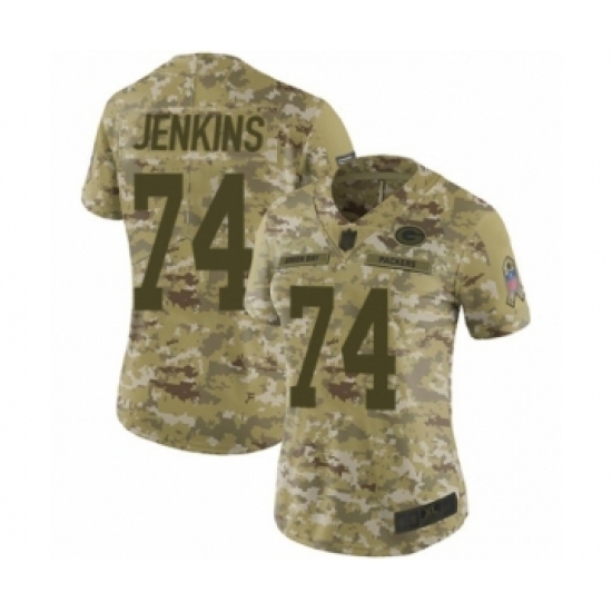 Women's Green Bay Packers #74 Elgton Jenkins Limited Camo 2018 Salute to Service Football Jersey