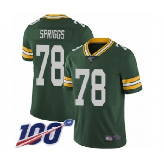 Men's Green Bay Packers #78 Jason Spriggs Green Team Color Vapor Untouchable Limited Player 100th Season Football Jersey