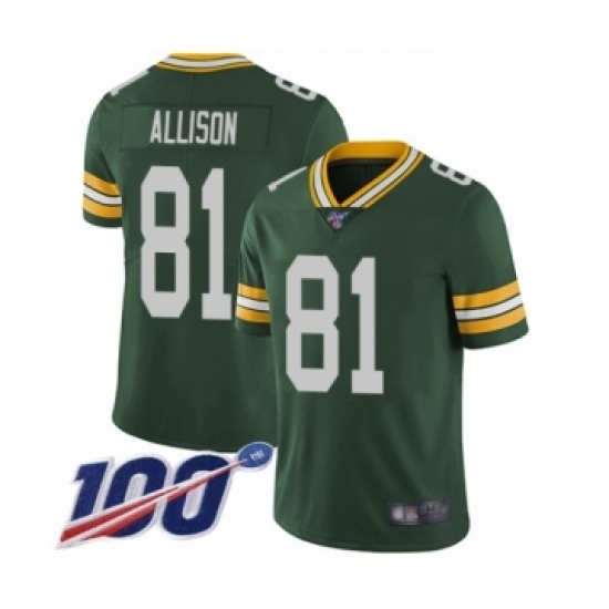 Men's Green Bay Packers #81 Geronimo Allison Green Team Color Vapor Untouchable Limited Player 100th Season Football Jersey
