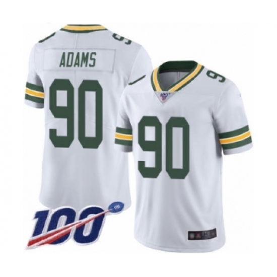 Men's Green Bay Packers #90 Montravius Adams White Vapor Untouchable Limited Player 100th Season Football Jersey