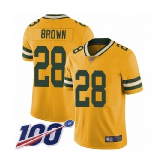 Men's Green Bay Packers #28 Tony Brown Limited Gold Rush Vapor Untouchable 100th Season Football Jersey