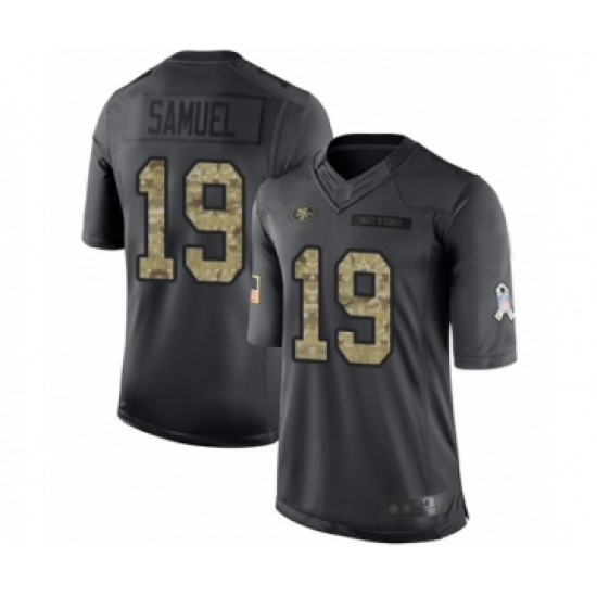 Men's San Francisco 49ers #19 Deebo Samuel Limited Black 2016 Salute to Service Football Jersey