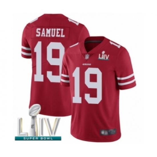 Men's San Francisco 49ers #19 Deebo Samuel Red Team Color Vapor Untouchable Limited Player Super Bowl LIV Bound Football Jersey