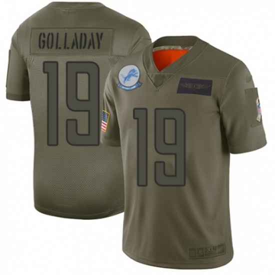 Men's Detroit Lions #19 Kenny Golladay Limited Camo 2019 Salute to Service Football Jersey