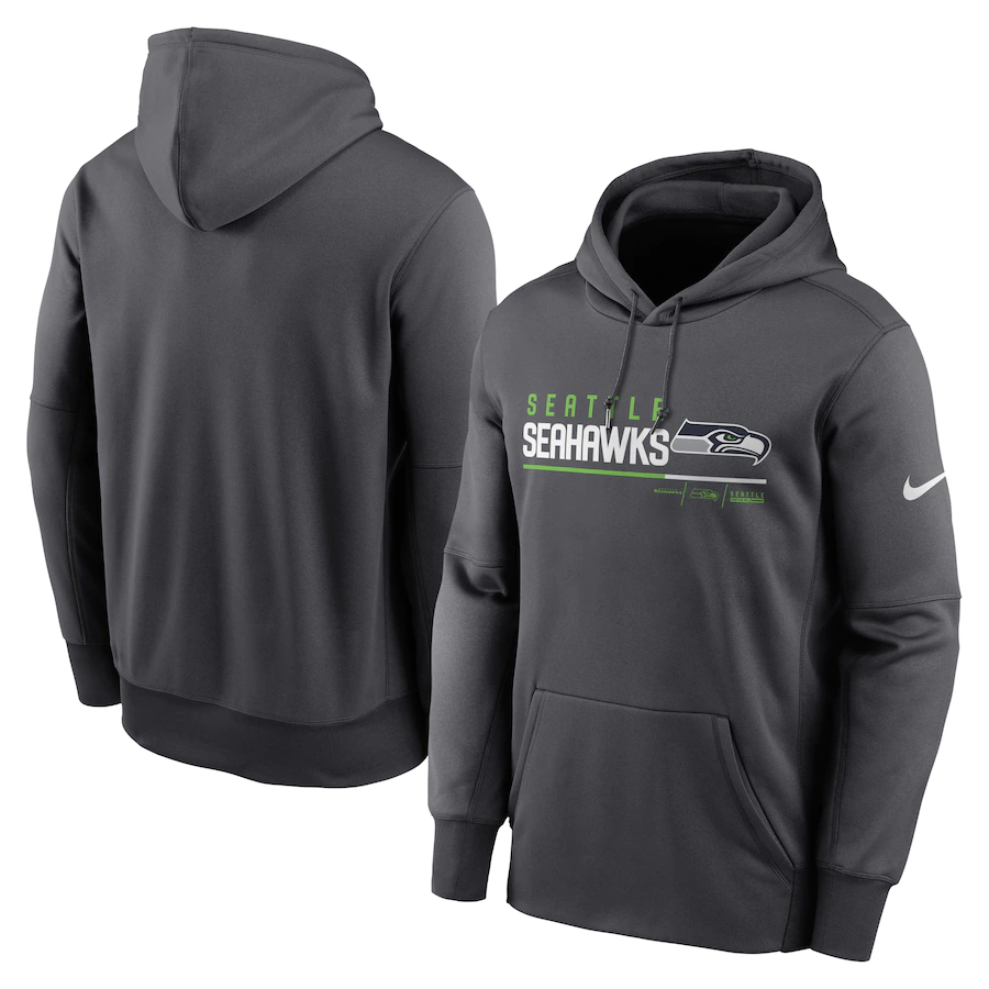 Seattle Seahawks Nike Prime Logo Name Split Pullover Hoodie - Anthracite