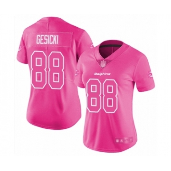 Women's Miami Dolphins #88 Mike Gesicki Limited Pink Rush Fashion Football Jersey
