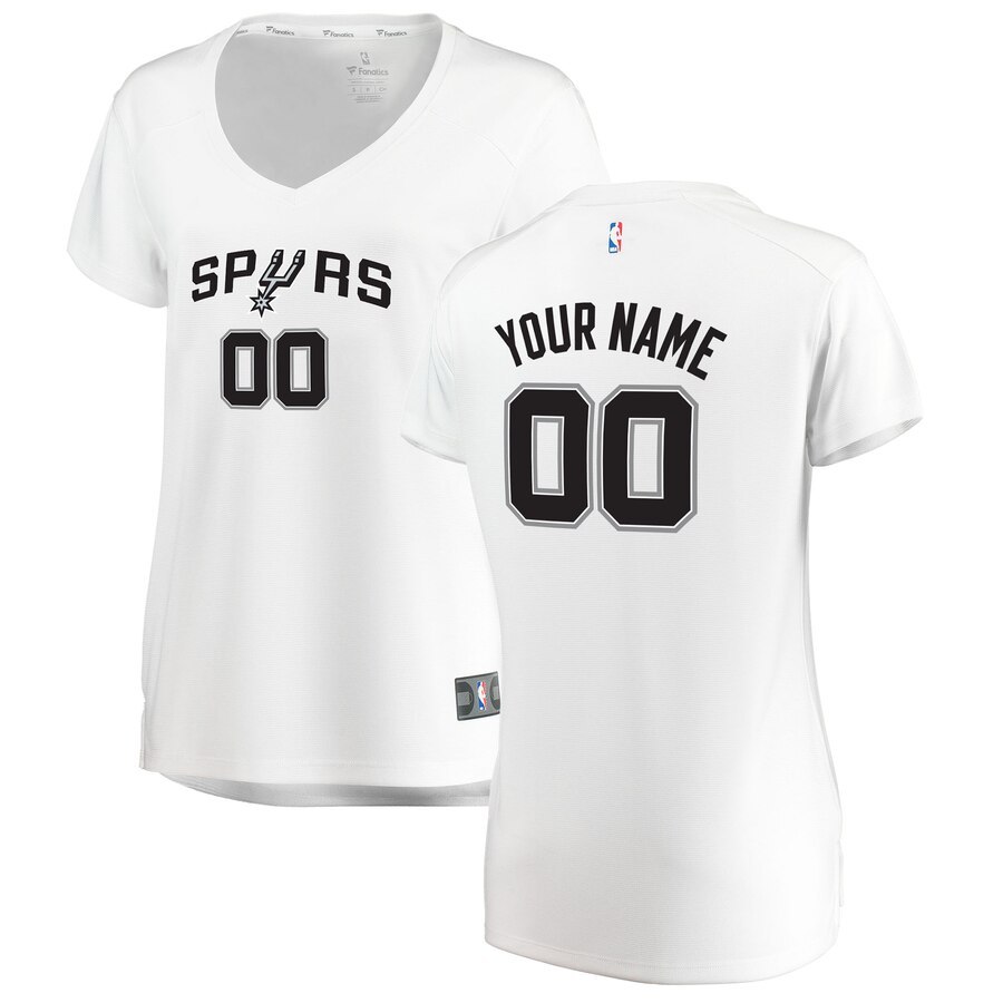 Women's San Antonio Spurs Fanatics Branded White Fast Break Custom Replica Jersey - Association Edition