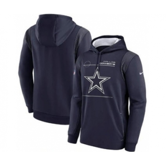 Men's Dallas Cowboys 2023 Navy Sideline Logo Performance Pullover Hoodie
