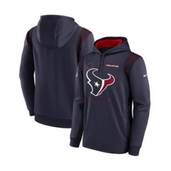 Men's Houston Texans Navy Sideline Logo Performance Pullover Hoodie