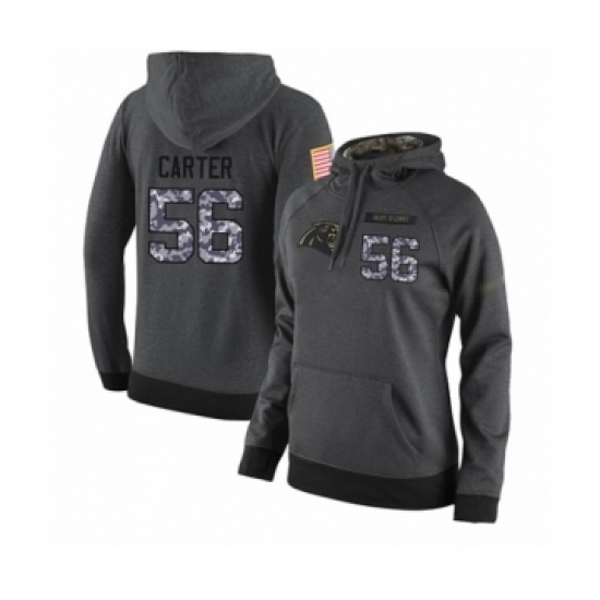 Football Women's Carolina Panthers #56 Jermaine Carter Stitched Black Anthracite Salute to Service Player Performance Hoodie