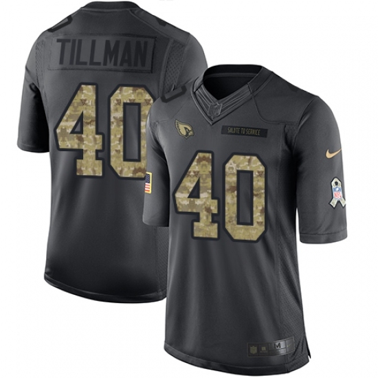 Youth Arizona Cardinals #40 Pat Tillman Limited Black 2016 Salute to Service NFL Jersey