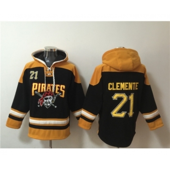 Men's Pittsburgh Pirates #21 Roberto Clemente Ageless Must-Have Lace-Up Pullover Hoodie