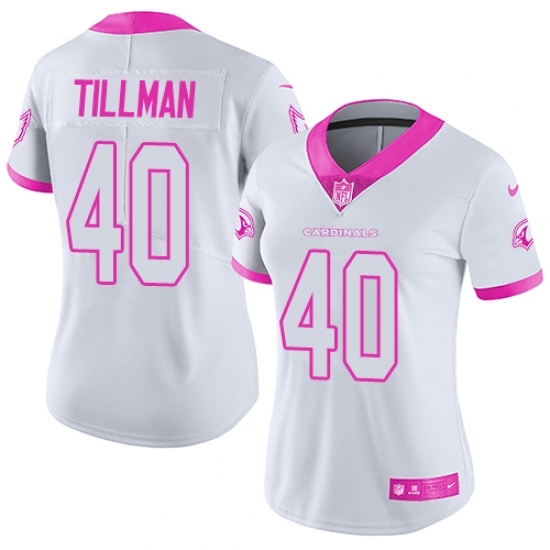 Women's Nike Arizona Cardinals #40 Pat Tillman Limited WhitePink Rush Fashion NFL Jersey