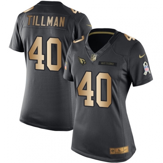 Women's Nike Arizona Cardinals #40 Pat Tillman Limited BlackGold Salute to Service NFL Jersey