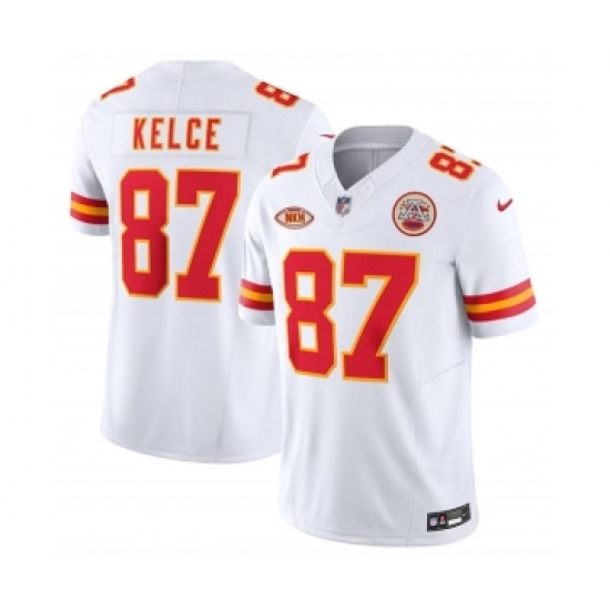 Men's Nike Kansas City Chiefs #87 Travis Kelce White 2023 F.U.S.E. NKH Vapor Untouchable Limited Football Stitched Jersey