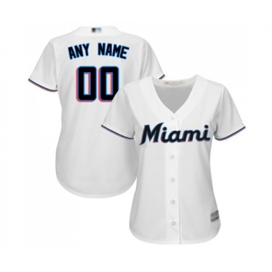 Women's Miami Marlins Customized Replica White Home Cool Base Baseball Jersey