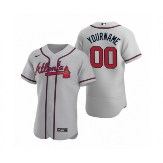 Men's Atlanta Braves Custom Nike Gray Authentic Road Jersey