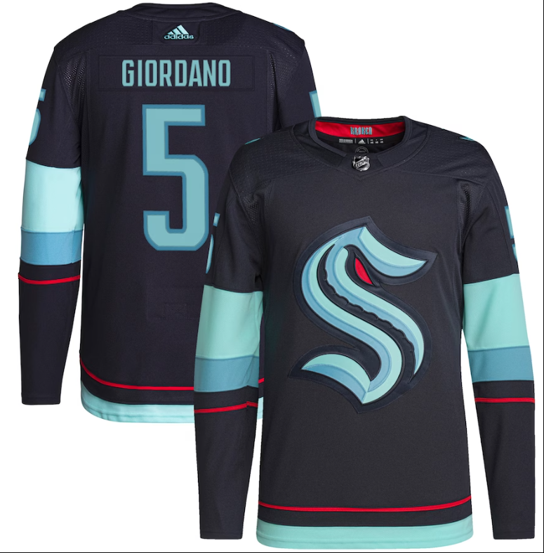 Men's Seattle Kraken #5 Mark Giordano adidas Navy Home Authentic Primegreen Player Jersey