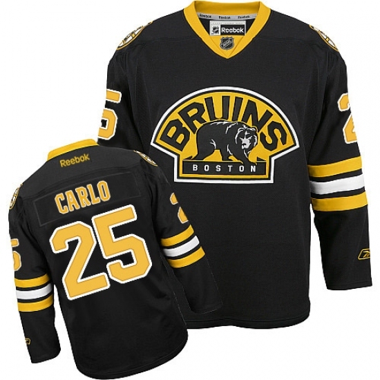 Men's Reebok Boston Bruins #25 Brandon Carlo Authentic Black Third NHL Jersey