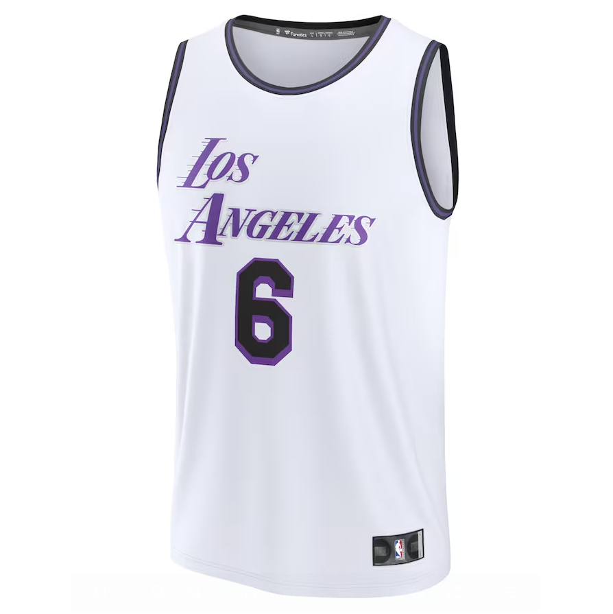 Men's Los Angeles Lakers #6 LeBron James Fanatics Branded White 2022-23 Fastbreak Jersey - City Edition