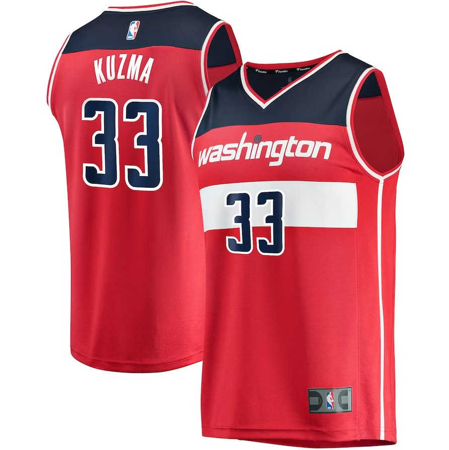 Men's Washington Wizards #33 Kyle Kuzma Fanatics Branded Red Fast Break Replica Jersey - Icon Edition