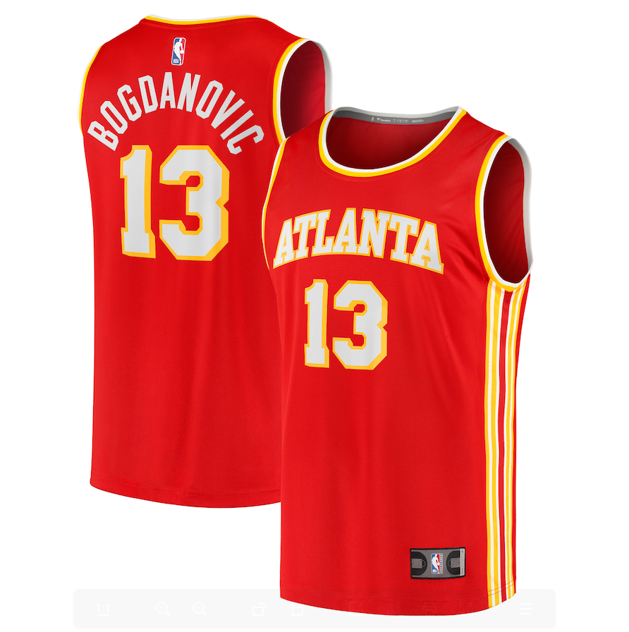 Men's Atlanta Hawks #13 Bogdan Bogdanovic Fanatics Branded Red 2021-22 Fast Break Replica Jersey - Icon Edition