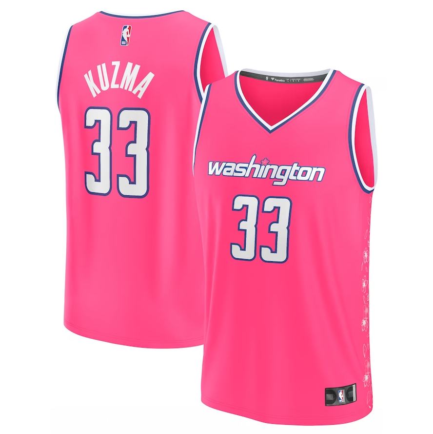 Men's Washington Wizards #33 Kyle Kuzma Fanatics Branded Pink 2022-23 Fastbreak Jersey - City Edition