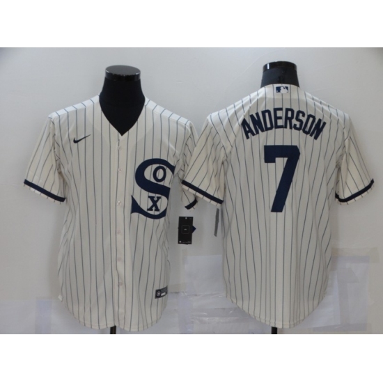 Men's Nike Chicago White Sox #7 Tim Anderson Cream Game Field of Dreams Jersey