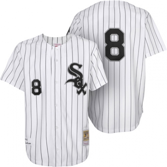 Men's Mitchell and Ness 1993 Chicago White Sox #8 Bo Jackson Replica White Throwback MLB Jersey