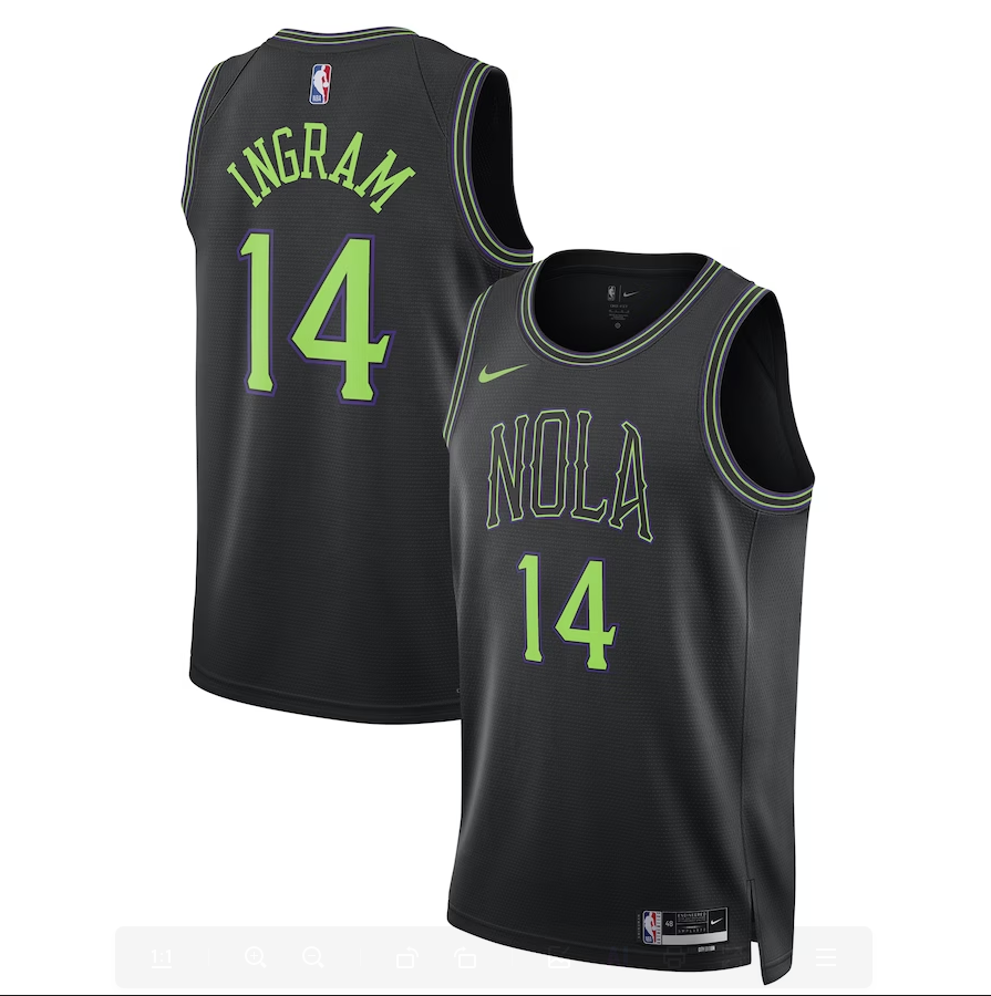 Unisex New Orleans Pelicans #14 Brandon Ingram Nike Black 2023-24 Swingman Jersey - City Edition