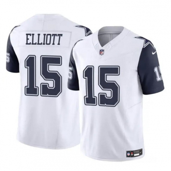Men's Dallas Cowboys #15 Ezekiel Elliott White 2024 F.U.S.E Color Rush Limited Football Stitched Jersey