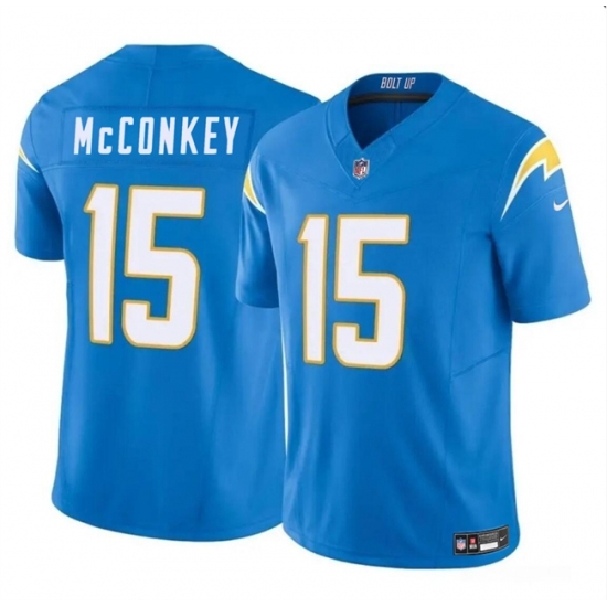 Men's Los Angeles Chargers #15 Ladd McConkey Light Blue 2024 F.U.S.E Draft Vapor Limited Football Stitched Jersey