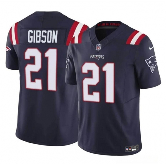 Men's New England Patriots #21 Antonio Gibson Navy 2024 F.U.S.E. Vapor Limited Football Stitched Jersey