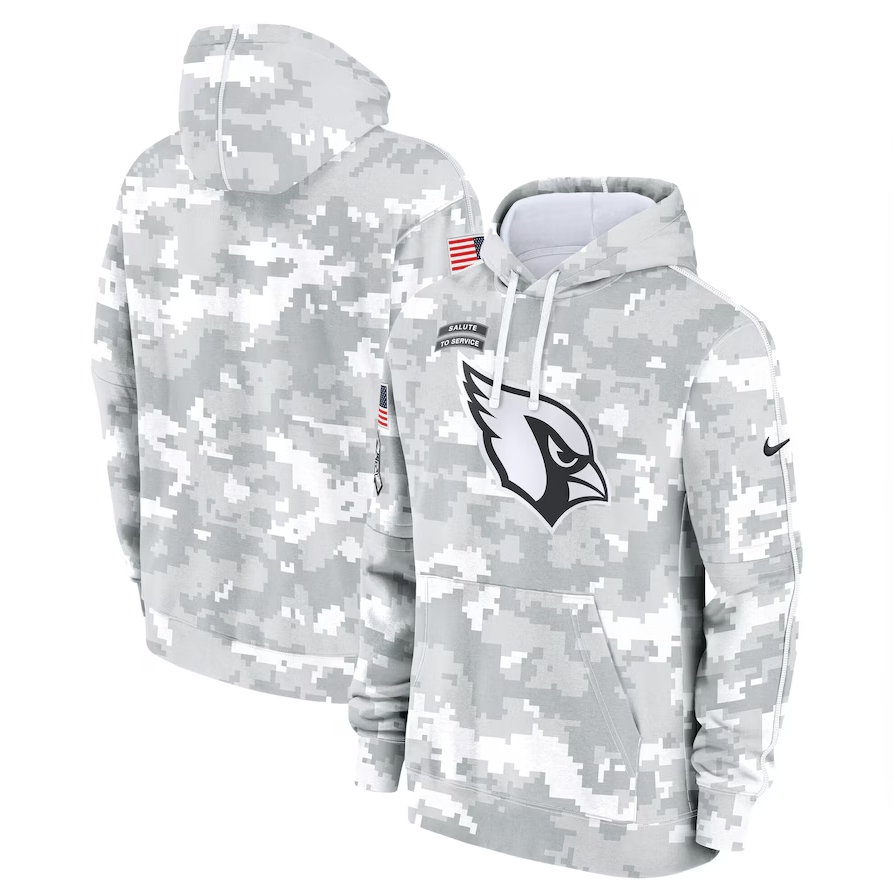 Men's Arizona Cardinals Nike Arctic Camo 2024 Salute to Service Club Fleece Pullover Hoodie
