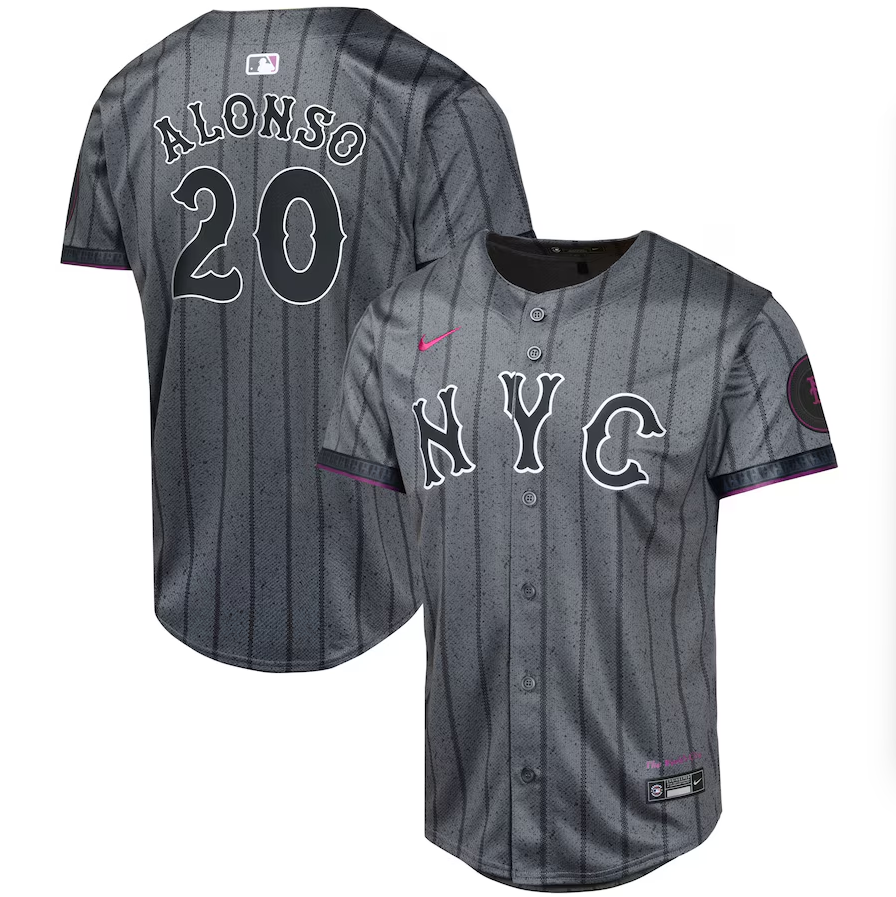 Youth New York Mets Pete Alonso #20 Nike Graphite 2024 City Connect Limited Player Jersey