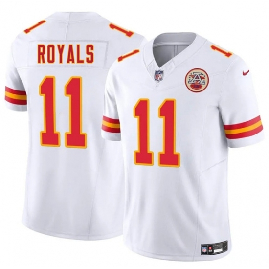 Men's Kansas City Chiefs #11 Jalen Royals White 2025 Draft F.U.S.E. Vapor Untouchable Limited Football Stitched Jersey