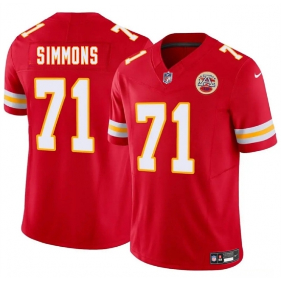 Men's Kansas City Chiefs #71 Josh Simmons Red 2025 Draft F.U.S.E. Vapor Untouchable Limited Football Stitched Jersey