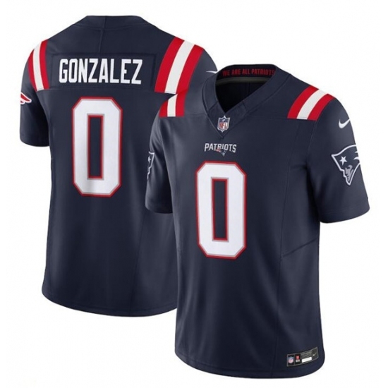 Men's New England Patriots #0 Christian Gonzalez Navy 2025 F.U.S.E. Vapor Limited Football Stitched Jersey