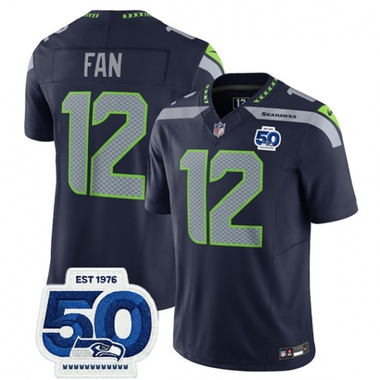 Men's Seattle Seahawks #12 Fan Navy 2025 F.U.S.E. 50th Anniversary Vapor Limited Football Stitched Jersey
