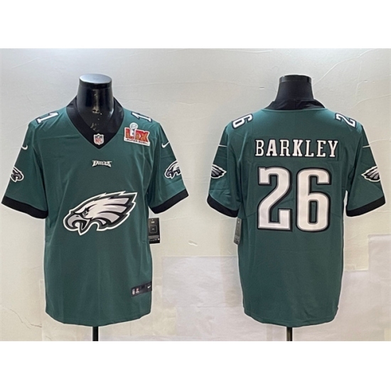 Men's Philadelphia Eagles #26 Saquon Barkley Green 2025 Super Bowl LIX Team Big Logo Vapor Untouchable Limited Stitched Football Jersey