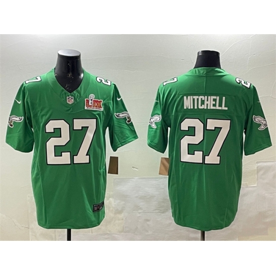 Men's Philadelphia Eagles #27 Quinyon Mitchell Green 2025 Super Bowl LIX F.U.S.E. Throwback Vapor Untouchable Limited Stitched Football Jersey